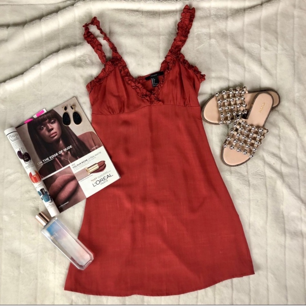 Forever 21 | Ruffle Tank Mini Dress in Orange